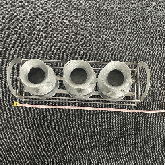 Galvanized Metal Milk Can Trio with Stand - Picture 12 of 13